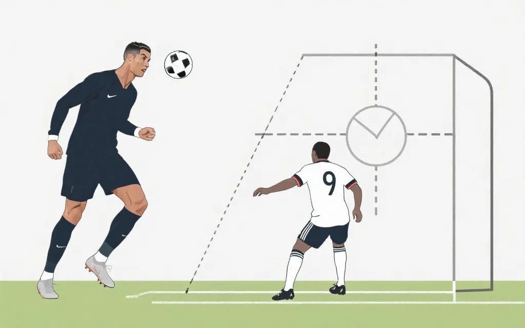 传统中锋与伪九号在禁区与肋部区域的战术对比示意